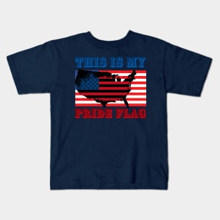 4th July American Pride Flag Stars Independence Day Kids T-Shirt